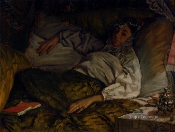  Reclinada Pintura - Una dama reclinada James Jacques Joseph Tissot